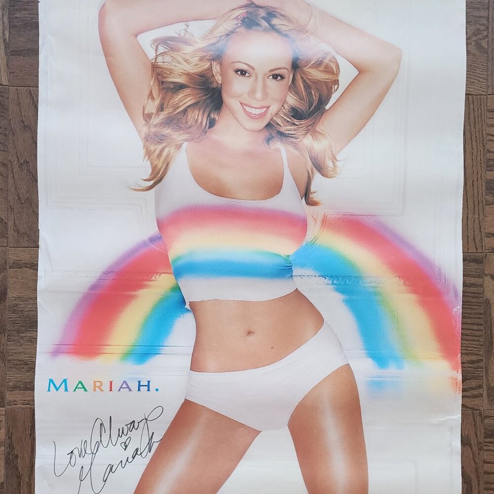 Mariah Carey Autographed 1999 Rainbow Dual-Sided 24×46 Poster